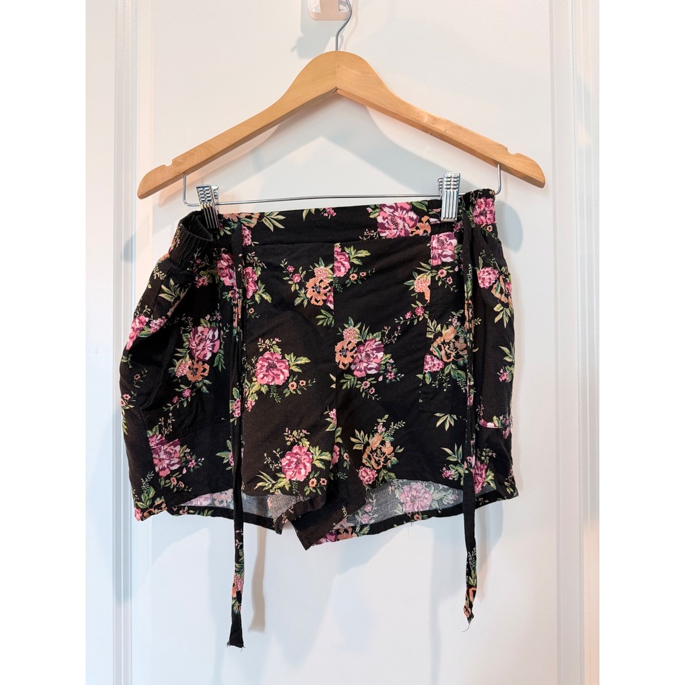 Joe B by Joe Benbasset Floral Shorts Black Pink Orange Rayon Elastic Waist XL